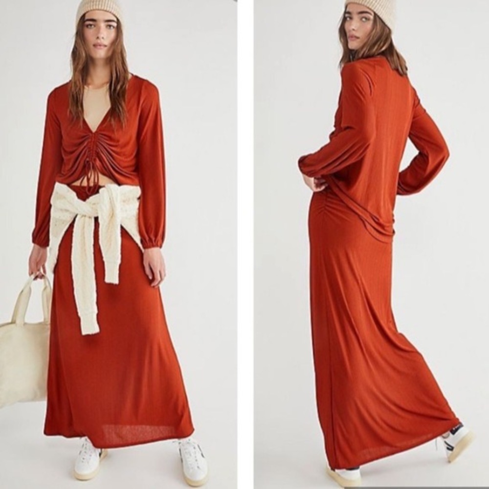 Summery Rust Orange Free People Beach Addison Top and Bottom Set